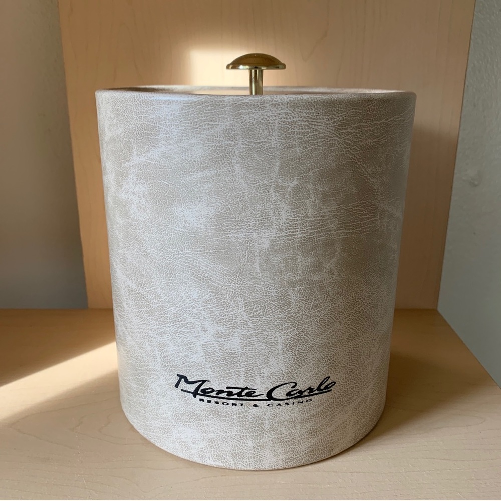 Vintage Monte Carlo Resort & Casino Hotel Ice Bucket Vinyl Faux Leather w/ Lid
